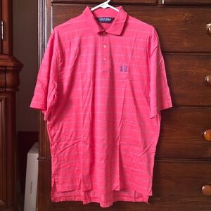 Polo Golf Ralph Lauren Mens Pink Striped Short Sleeve Pima Cotton Shirt Large